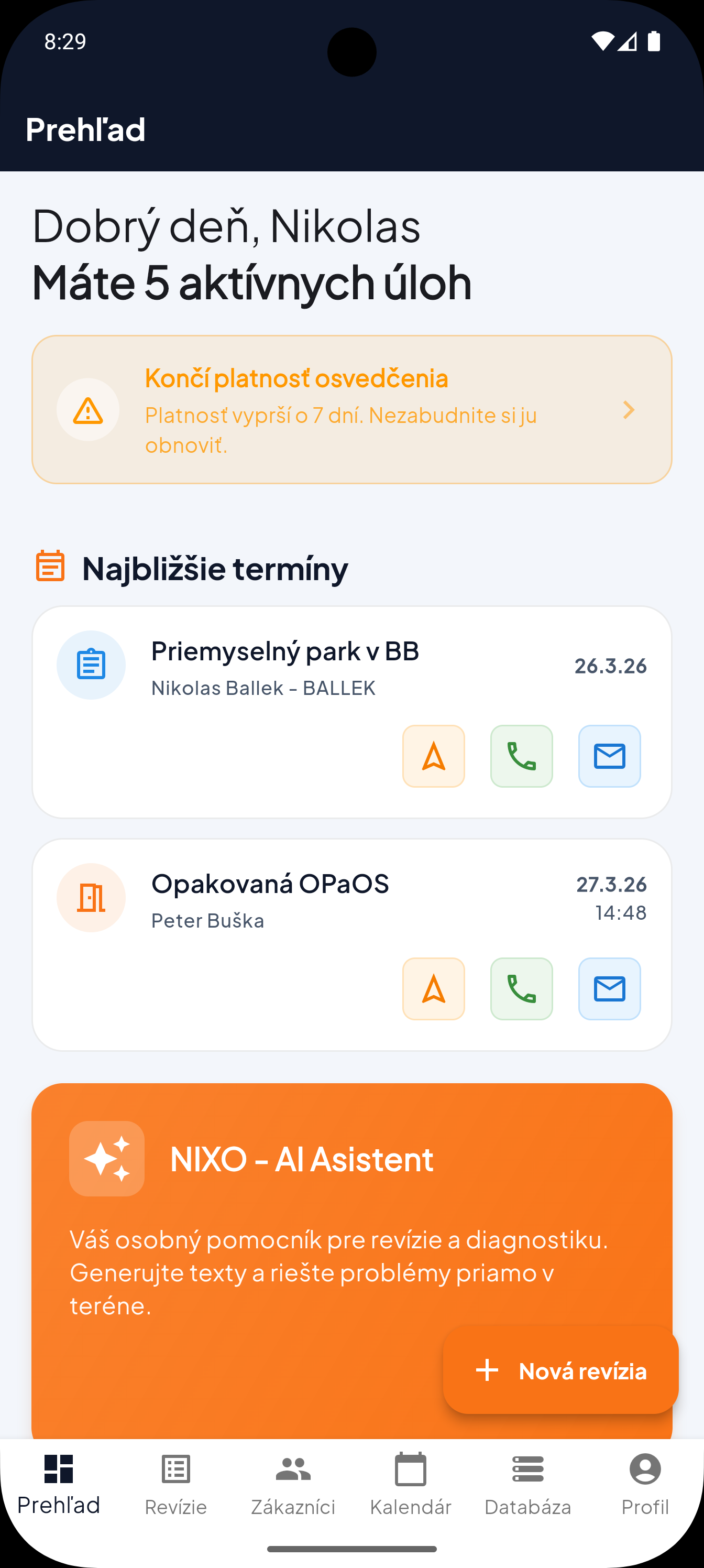 Revízny Technik app screenshot